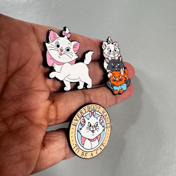 Marie Kitten Lapel Pin Cat Aristocat Pink Bow Bundle Accessories Jewelry Brooch - Picture 6 of 11